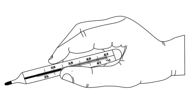 Human Hand Holds Medical Thermometer — Image vectorielle