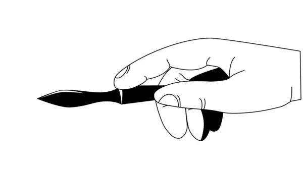 Hand Scalpel Black White — Vetor de Stock