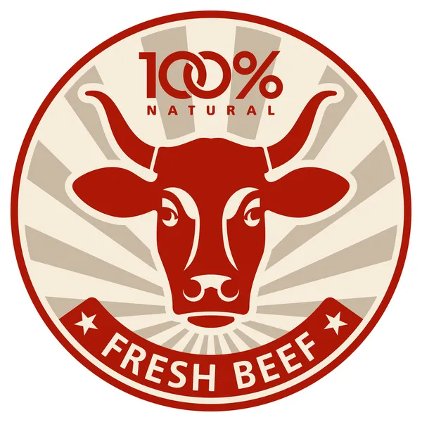 Label with the head of a cow Stock Illustration