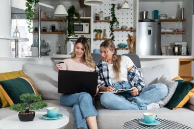 İki kadın, oda arkadaşı ve iş ortağı. İnternetten kredi kartlarıyla neler yapabilecekleri ve kendi online şirketlerini kurabilecekleri konusunda fikir çalıp yazıyorlar..
