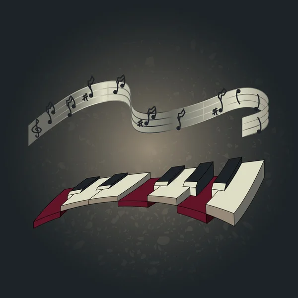 Piyano ve notlar — Stok Vektör
