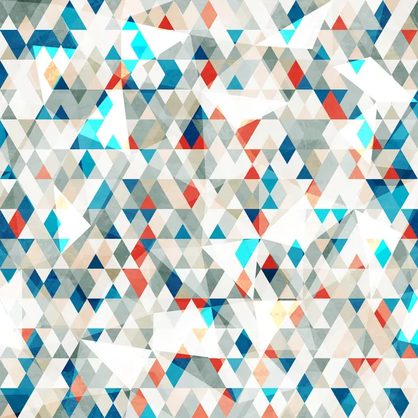 Triángulos de cristal azul abstracto sin costura con efecto grunge — Vector de stock