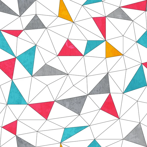 Abstrakt färg triangel seamless mönster med grunge effekt — Stock vektor