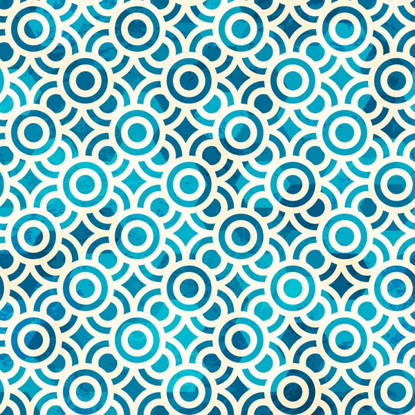 蓝色圆圈无缝模式与 grunge 效果 — 图库矢量图片