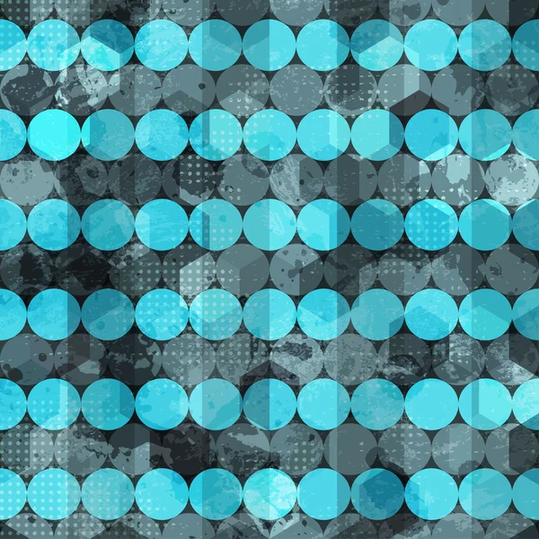 Blue circles grunge seamless pattern — Stock Vector
