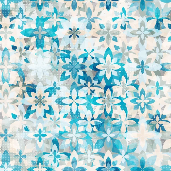 青い雪の花のシームレスなパターン — ストックベクタ