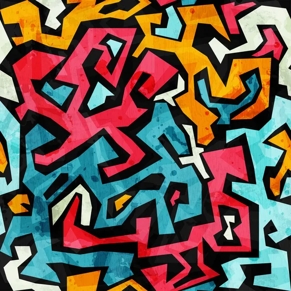 Яскравий графіті безшовний візерунок з ефектом гранж — стоковий вектор