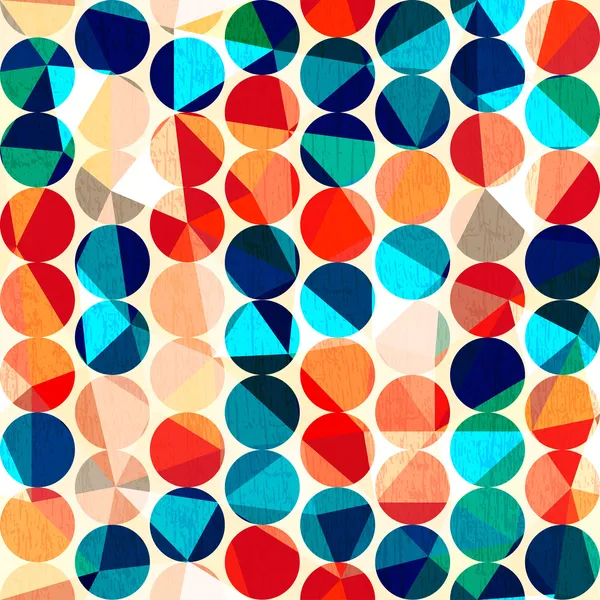 Gekleurde cirkels naadloze patroon met grunge en glas effect — Stockvector