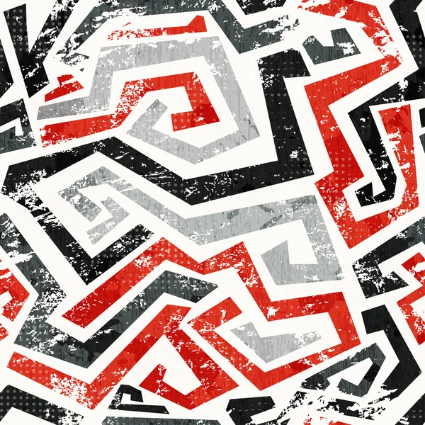 Abstraktes Grunge Red geschwungene Linien nahtloses Muster — Stockvektor
