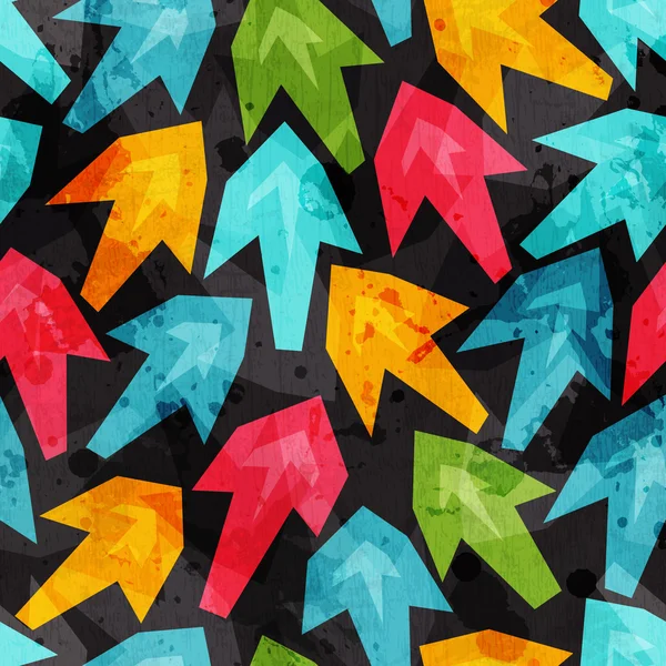 Flèches colorées motif sans couture avec effet grunge — Image vectorielle