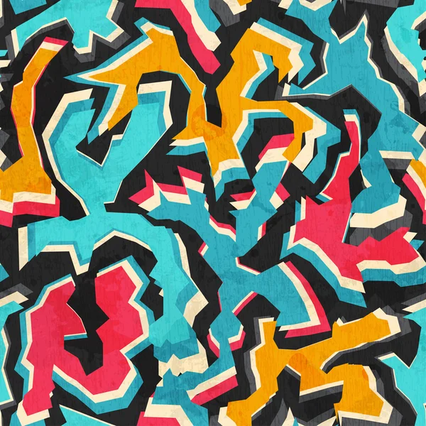 Graffiti coloré motif sans couture avec grunge — Image vectorielle