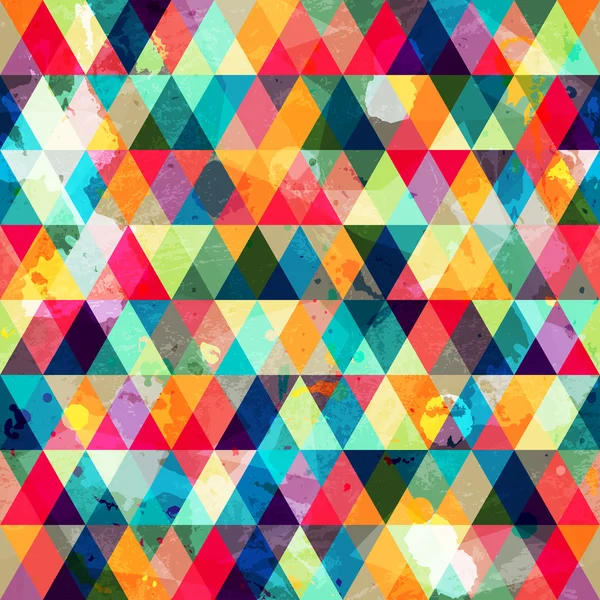 Grunge colored triangle seamless pattern — Stock Vector