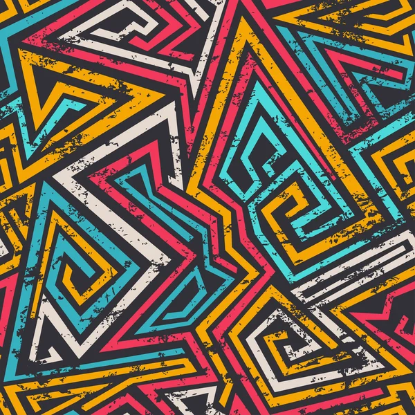 Líneas espirales de color patrón sin costura con efecto grunge — Archivo Imágenes Vectoriales