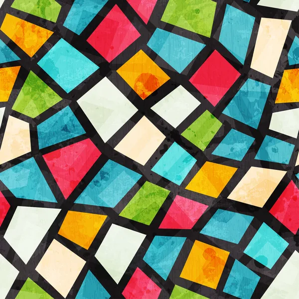 Färgade mosaik seamless mönster med grunge effekt Vektorgrafik
