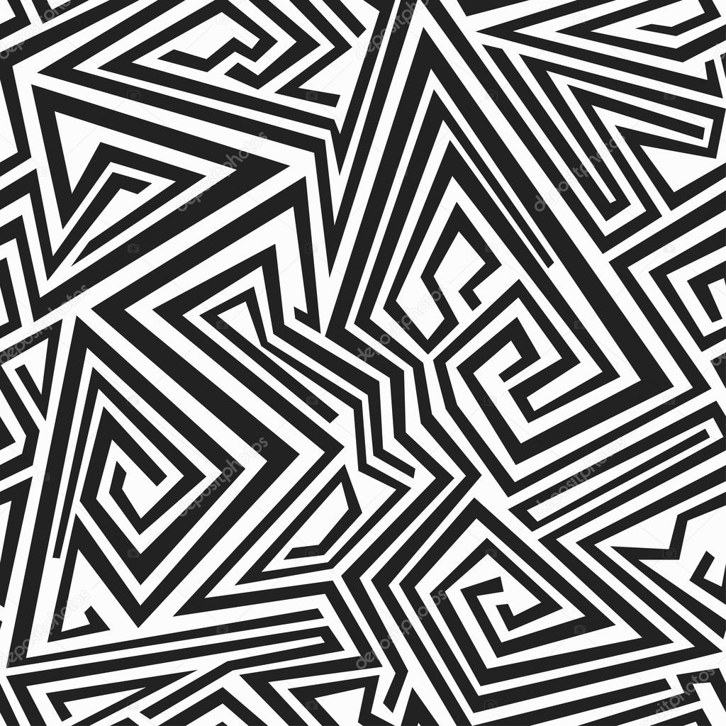 monochrome spiral lines seamless pattern