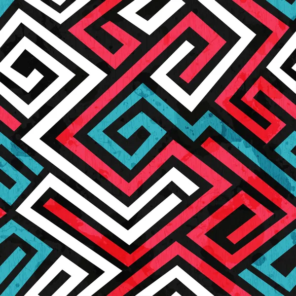 彩色的迷宫无缝纹理 grunge 效果 — 图库矢量图片
