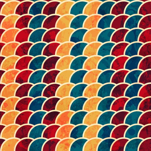 Colored semicircle seamless pattern with grunge effect — Stock Vector