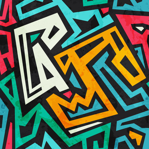 colored tribal seamless pattern with grunge effect