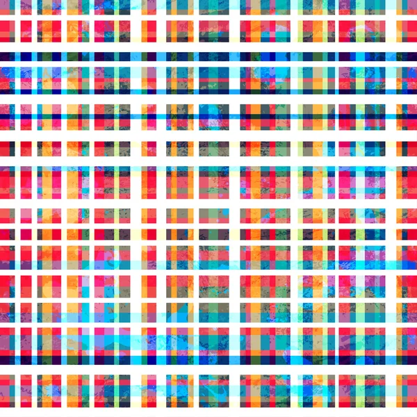 Färgglada rutnät seamless mönster med grunge effekt — Stock vektor
