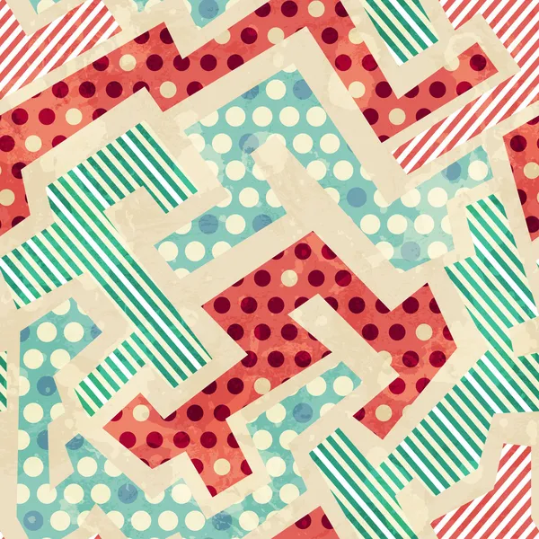 Tissu géométrique motif sans couture avec effet grunge — Image vectorielle