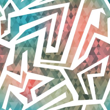 Retro labirent üçgen arka plan ile seamless modeli