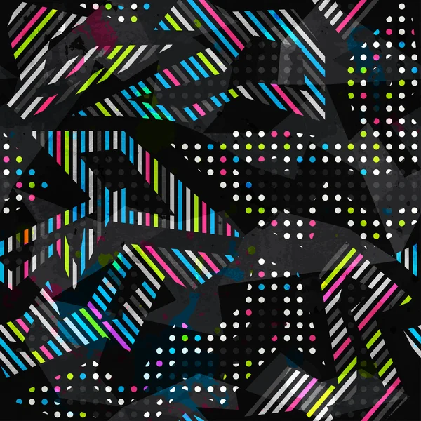 Grunge espectro de color geométrico patrón sin costura — Vector de stock
