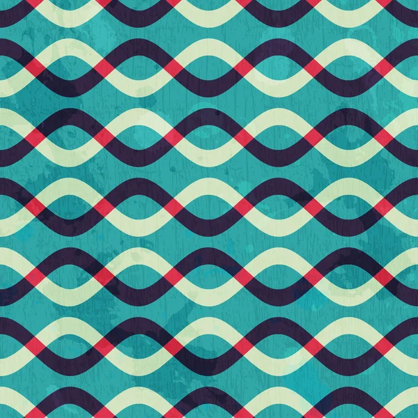 Patrón inconsútil curva retro con efecto grunge — Vector de stock