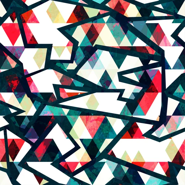 Retro triangel seamless mönster grunge effekt — Stock vektor