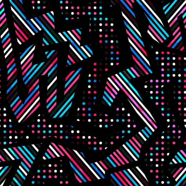 Retro neon geometric seamless pattern — Stock Vector