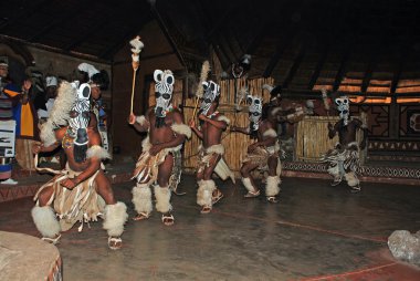 Ritüel kostümleri (Güney Afrika Zulu dansçılar)