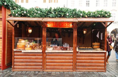 Grill chees hut on Prague Christmas market clipart