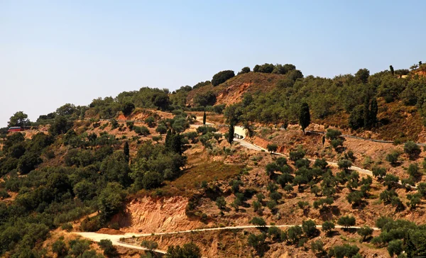 农村希腊景观上的小山，克里特岛，希腊 — 图库照片