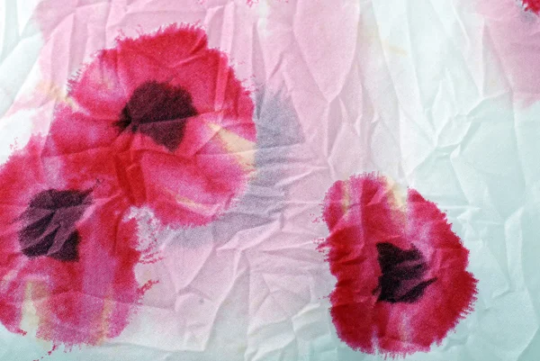 Floral crumpled fabric with red poppies . — 스톡 사진