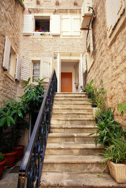 Mediterranean stone house with steps — Stock Photo, Image