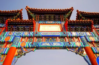 çok renkli bir geçit lama Tapınağı (yonghegong), beijing, Çin.
