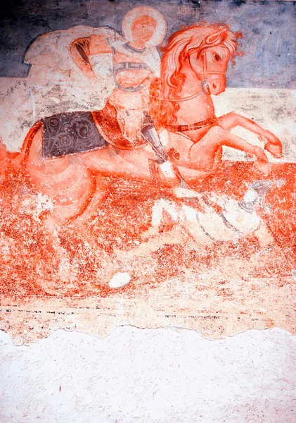 Antico affresco murale-San Giorgio — Foto Stock