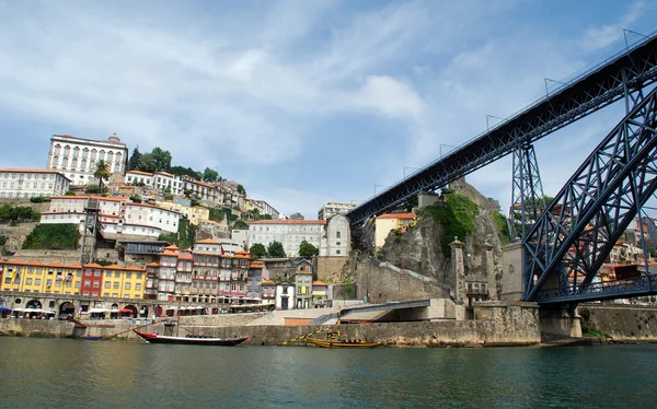 Rzeki Ribeira, most i douro (porto, Portugalia) — Zdjęcie stockowe