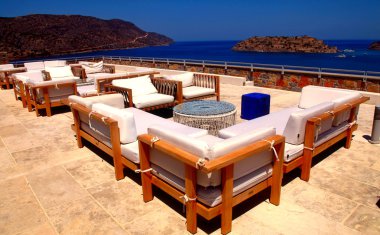 Açık mobilya ve Teras seaview (crete, Yunanistan)