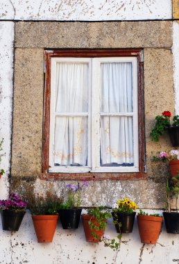 saksı Avrupa köyü ile pencere