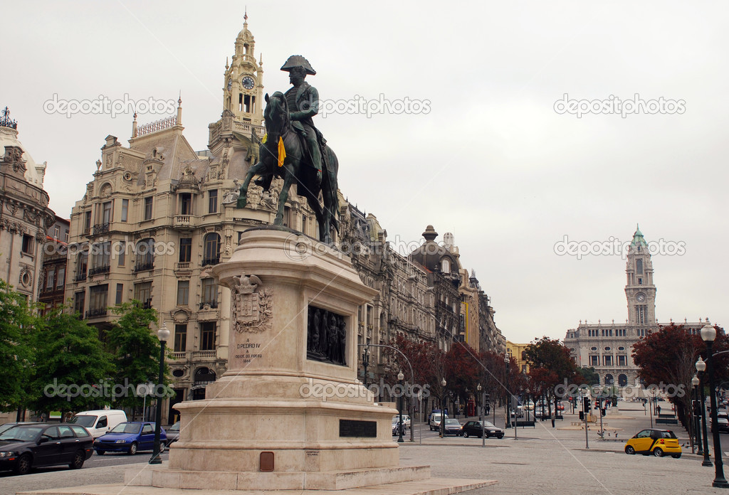 Statue of King Dom Pedro VI , Porto, Portugal.