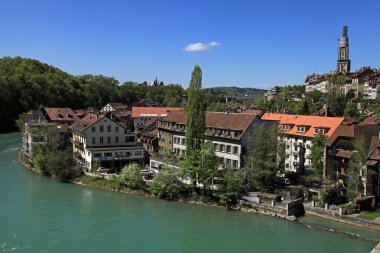 Cityscape bern ve aare Nehri, İsviçre