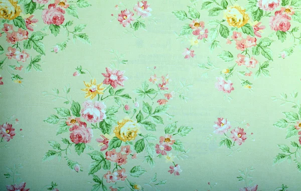 Papel de parede verde vintage com padrão floral — Fotografia de Stock