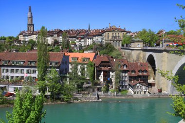 Cityscape bern ve aare Nehri, İsviçre