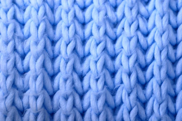 Blauer Wolle gestrickter Hintergrund — Stockfoto