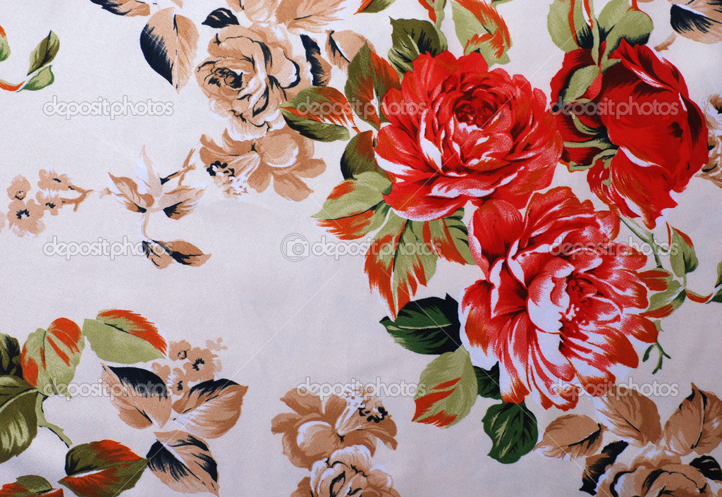 Silk floral fabric with red rose — Stock Photo © felker 30305609