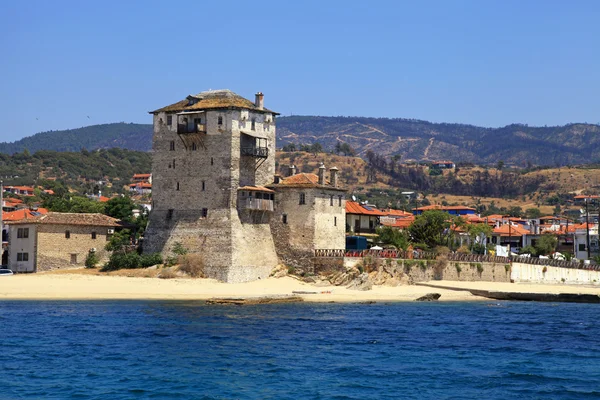 Ouranopoli Tower, Görögország közelében Holly hegyről Athos — Stock Fotó