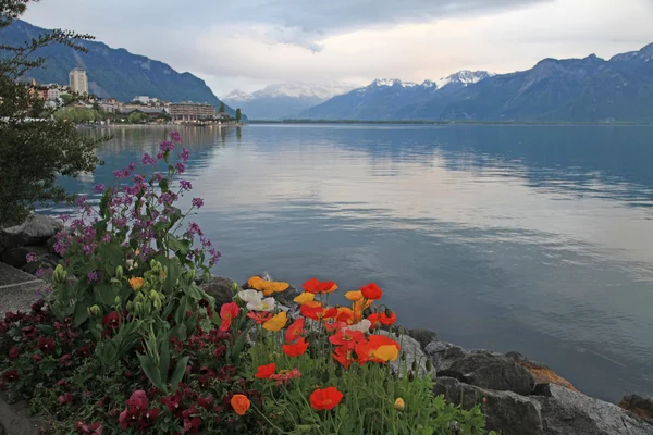 Lago Lemán en Montreux, Suiza . — Foto de Stock