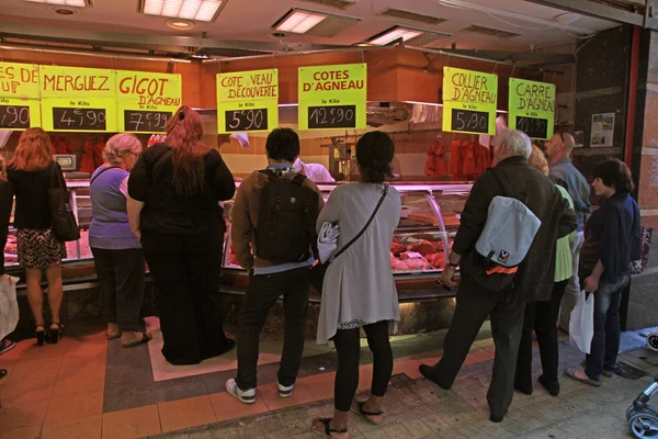 Franska köttmarknaden, nice, Frankrike. — Stockfoto