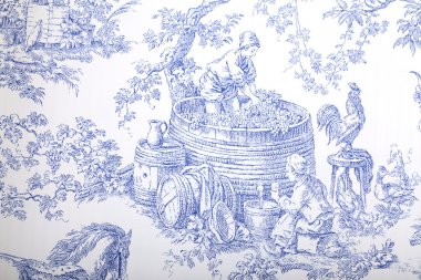 Blue and white french baroque pattern wallpaper clipart