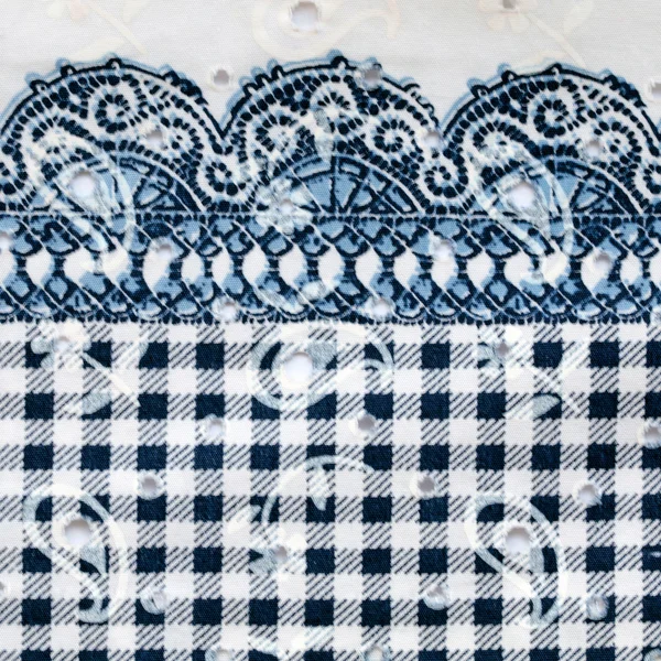 Tissu vintage en coton blanc et bleu — Photo